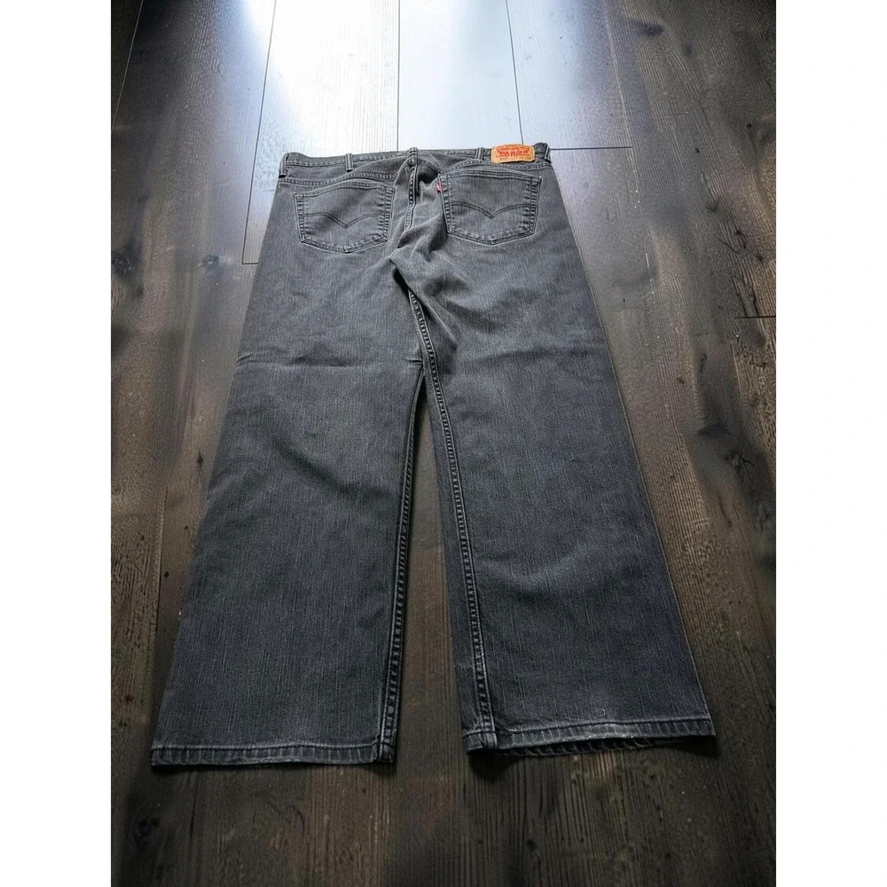 Levi's 569 Jeans Mens W38 L32 Black-Grey Loose Straight Denim Skater Streetwear